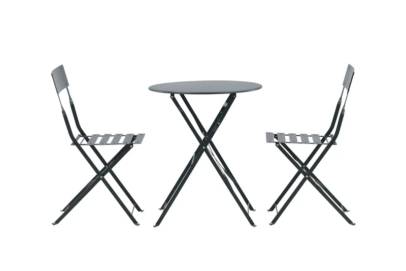 Parvekeryhmä Marseille Pyöreä 60 cm 2 tuolia, Tummanharmaa