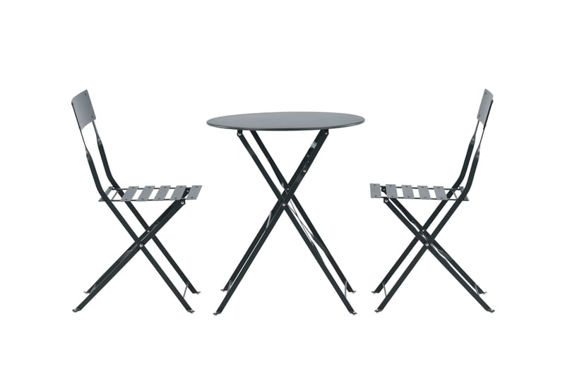 Parvekeryhmä Marseille Pyöreä 60 cm 2 tuolia, Tummanharmaa
