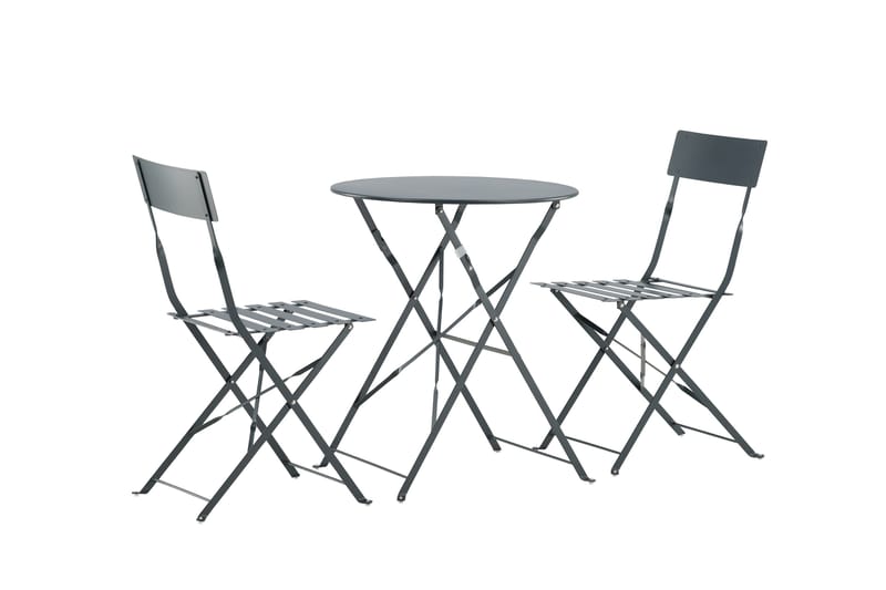 Parvekeryhmä Marseille Pyöreä 60 cm 2 tuolia - Tummanharmaa - Puutarhakalusteet - Ulkoryhmä - Cafe-ryhmä