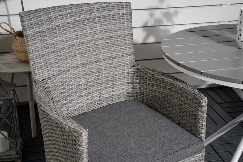 Parvekeryhmä Parma Pyöreä 90 cm 2 Malin tuolia - Ruskea/Valkoinen - Puutarhakalusteet - Parveke - Parvekekalusteet - Parvekesetti