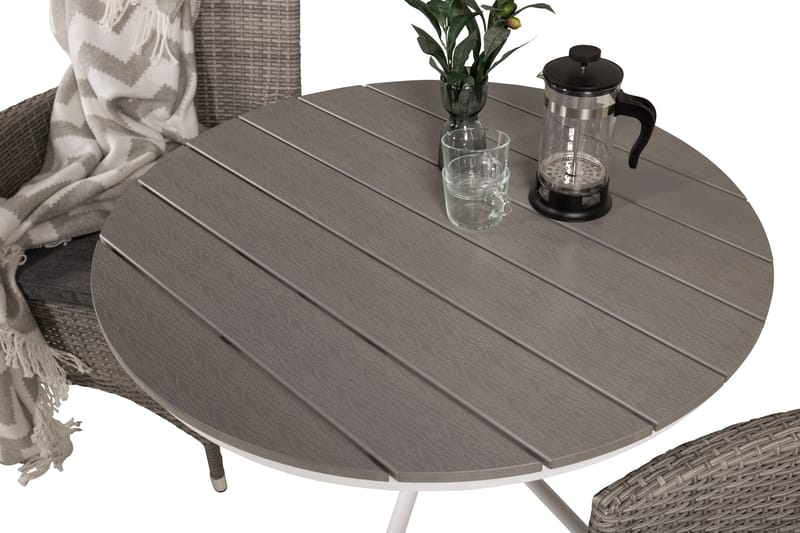 Parvekeryhmä Parma Pyöreä 90 cm 2 Malin tuolia - Ruskea/Valkoinen - Puutarhakalusteet - Parveke - Parvekekalusteet - Parvekesetti