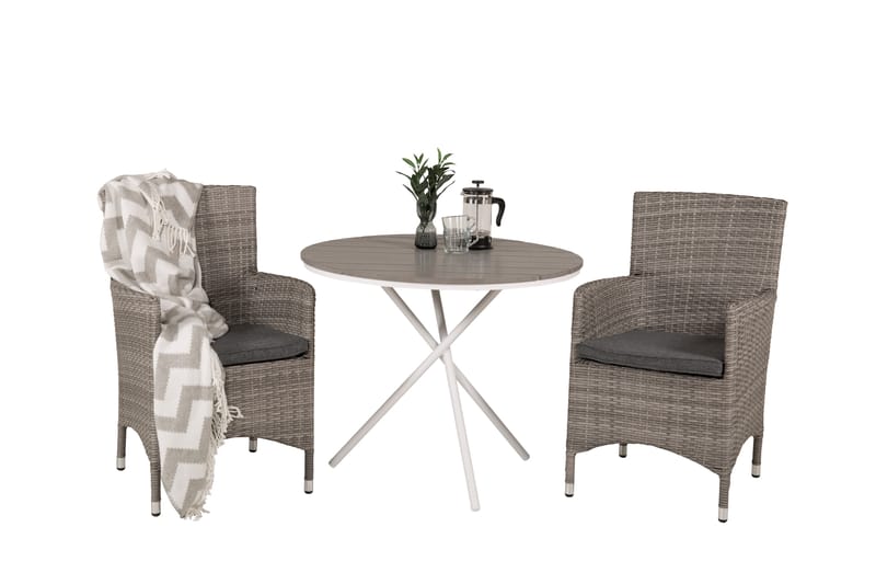 Parvekeryhmä Parma Pyöreä 90 cm 2 Malin tuolia - Ruskea/Valkoinen - Puutarhakalusteet - Parveke - Parvekekalusteet - Parvekesetti