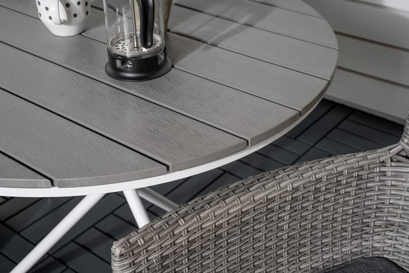 Parvekeryhmä Parma Pyöreä 90 cm 2 Malin tuolia - Ruskea/Valkoinen - Puutarhakalusteet - Parveke - Parvekekalusteet - Parvekesetti