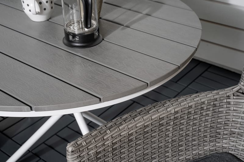 Parvekeryhmä Parma Pyöreä 90 cm 2 Malin tuolia - Ruskea/Valkoinen - Puutarhakalusteet - Parveke - Parvekekalusteet - Parvekesetti