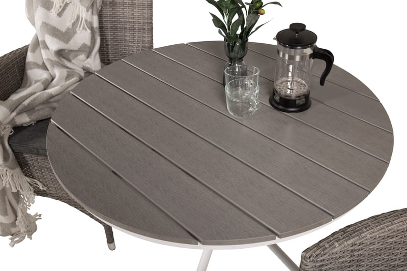 Parvekeryhmä Parma Pyöreä 90 cm 2 Malin tuolia - Ruskea/Valkoinen - Puutarhakalusteet - Parveke - Parvekekalusteet - Parvekesetti