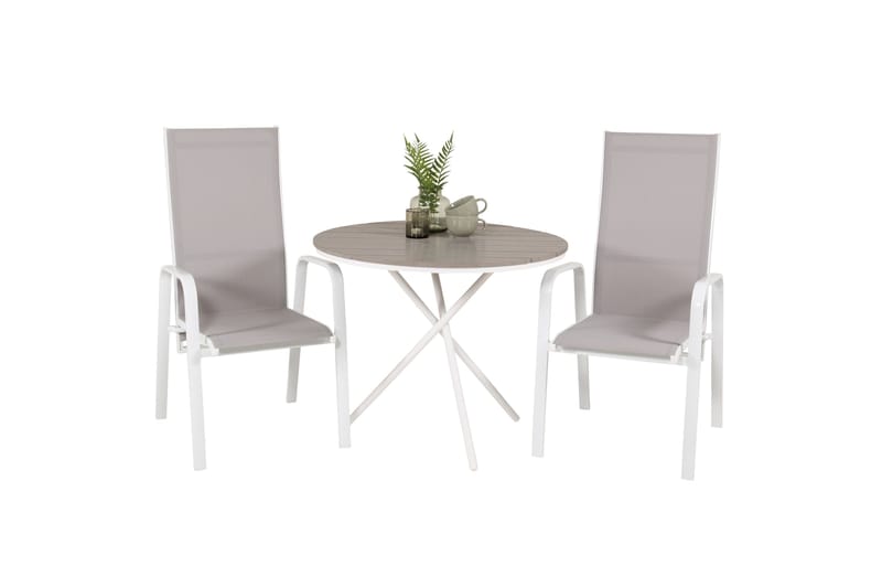 Parvekeryhmä Parma Pyöreä 90 cm 2 Copacabana tuolia - Ruskea/Valkoinen - Puutarhakalusteet - Parveke - Parvekekalusteet - Parvekesetti