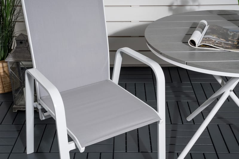 Parvekeryhmä Parma Pyöreä 90 cm 2 Copacabana tuolia - Ruskea/Valkoinen - Puutarhakalusteet - Parveke - Parvekekalusteet - Parvekesetti