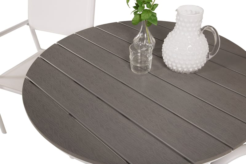 Parvekeryhmä Parma Pyöreä 90 cm 2 Santorini tuolia - Ruskea/Valkoinen - Puutarhakalusteet - Parveke - Parvekekalusteet - Parvekesetti