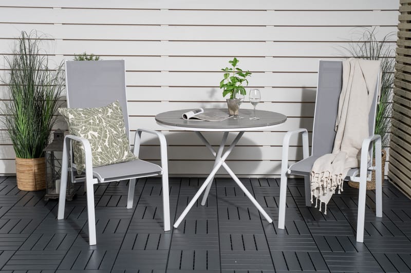 Parvekeryhmä Parma Pyöreä 90 cm 2 Copacabana tuolia - Ruskea/Valkoinen - Puutarhakalusteet - Parveke - Parvekekalusteet - Parvekesetti