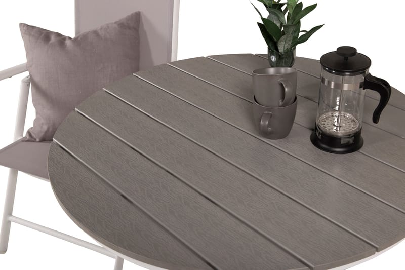 Parvekeryhmä Parma Pyöreä 90 cm 2 Break säätötuolia - Valkoinen/Harmaa - Puutarhakalusteet - Parveke - Parvekekalusteet - Parvekesetti