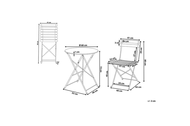 Parvekesarja Alatri 60 cm + 2 tuolia - Mintunvihreä - Puutarhakalusteet - Ulkoryhmä - Cafe-ryhmä