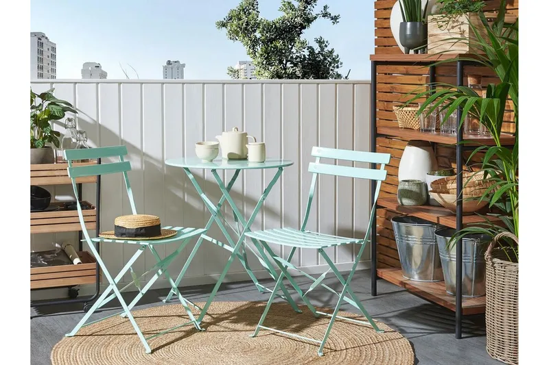 Parvekesarja Alatri 60 cm + 2 tuolia - Mintunvihreä - Puutarhakalusteet - Ulkoryhmä - Cafe-ryhmä