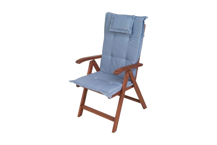 Parvekesetti Canneto 68 cm + 2 tuolia pehmusteilla - Puu/Luonnonväri/Sininen - Parvekesetti - Cafe-ryhmä