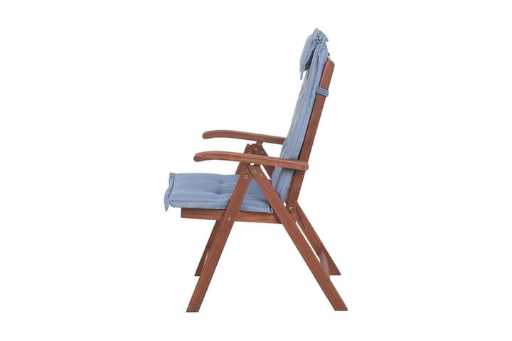 Parvekesetti Canneto 68 cm + 2 tuolia pehmusteilla - Puu/Luonnonväri/Sininen - Parvekesetti - Cafe-ryhmä