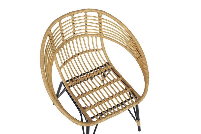 Parvekesetti pöydällä ja 2 tuolilla Rottinki PELLARO - Puu/Luonnonväri - Puutarhakalusteet - Ulkoryhmä - Cafe-ryhmä