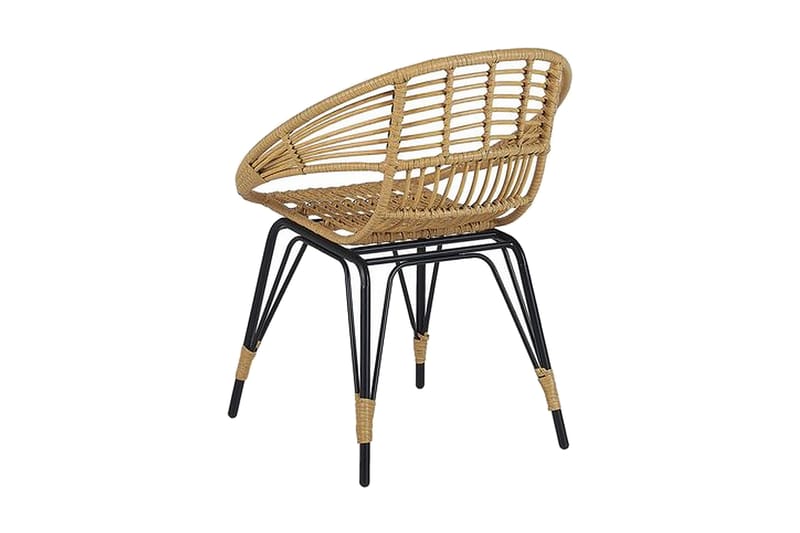 Parvekesetti pöydällä ja 2 tuolilla Rottinki PELLARO - Puu/Luonnonväri - Puutarhakalusteet - Ulkoryhmä - Cafe-ryhmä