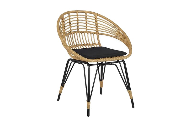 Parvekesetti pöydällä ja 2 tuolilla Rottinki PELLARO - Puu/Luonnonväri - Puutarhakalusteet - Ulkoryhmä - Cafe-ryhmä