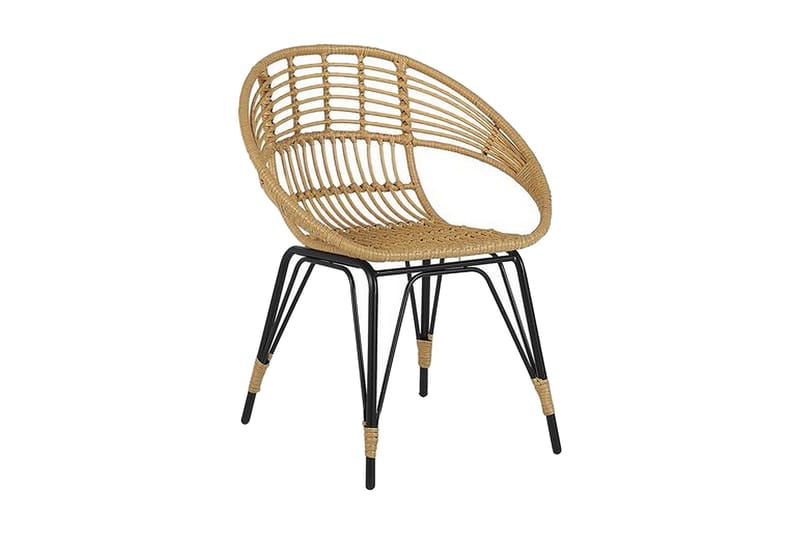 Parvekesetti pöydällä ja 2 tuolilla Rottinki PELLARO - Puu/Luonnonväri - Puutarhakalusteet - Ulkoryhmä - Cafe-ryhmä