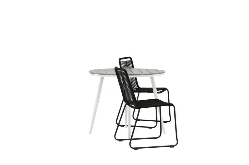 Ruokailuryhmä Break Pyöreä 90 cm 2 Lindos tuolia - Musta/Harmaa - Puutarhakalusteet - Parveke - Parvekekalusteet - Parvekesetti