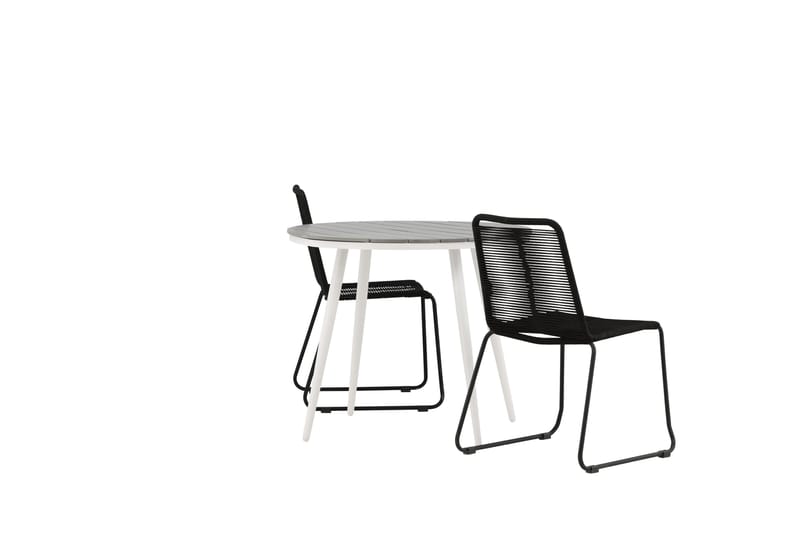Ruokailuryhmä Break Pyöreä 90 cm 2 Lindos tuolia - Musta/Harmaa - Puutarhakalusteet - Parveke - Parvekekalusteet - Parvekesetti