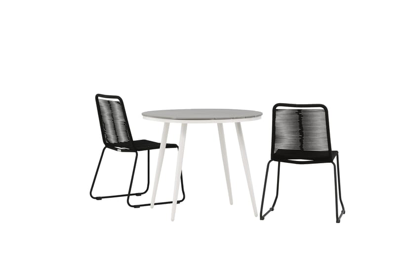 Ruokailuryhmä Break Pyöreä 90 cm 2 Lindos tuolia - Musta/Harmaa - Puutarhakalusteet - Parveke - Parvekekalusteet - Parvekesetti
