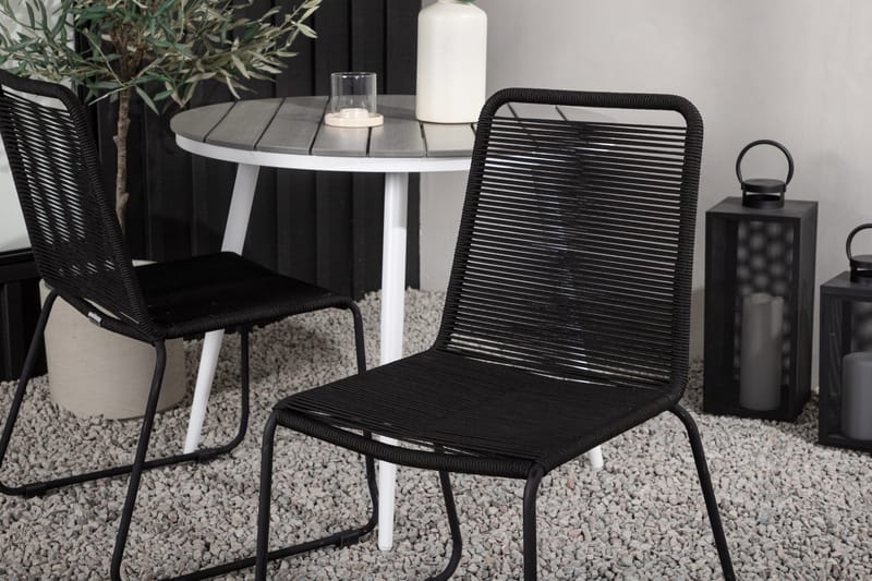 Ruokailuryhmä Break Pyöreä 90 cm 2 Lindos tuolia - Musta/Harmaa - Puutarhakalusteet - Parveke - Parvekekalusteet - Parvekesetti