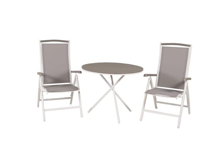 Ruokailuryhm�ä Parma Pyöreä 90 cm 2 Albany tuolia Valk/Harmaa - Venture Home - Parvekesetti - Cafe-ryhmä