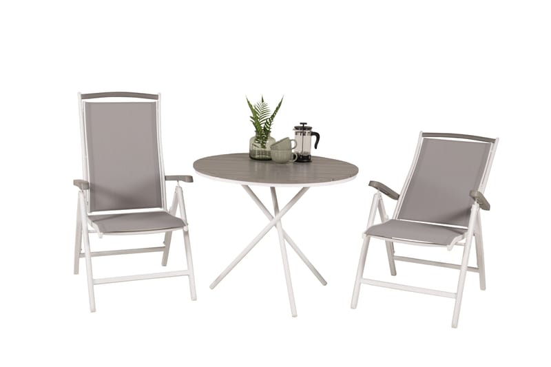 Ruokailuryhmä Parma Pyöreä 90 cm 2 Albany tuolia - Valkoinen/Harmaa - Puutarhakalusteet - Parveke - Parvekekalusteet - Parvekesetti