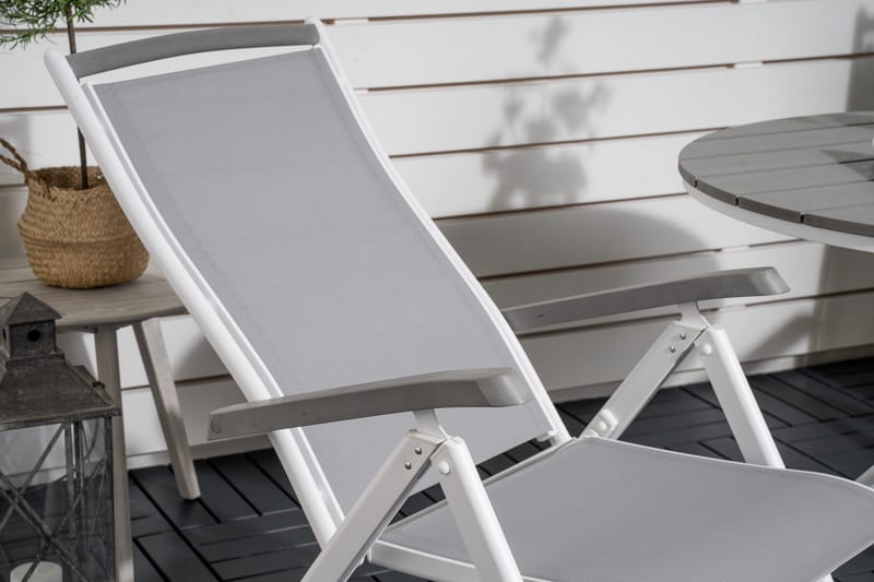 Ruokailuryhmä Parma Pyöreä 90 cm 2 Albany tuolia - Valkoinen/Harmaa - Puutarhakalusteet - Parveke - Parvekekalusteet - Parvekesetti