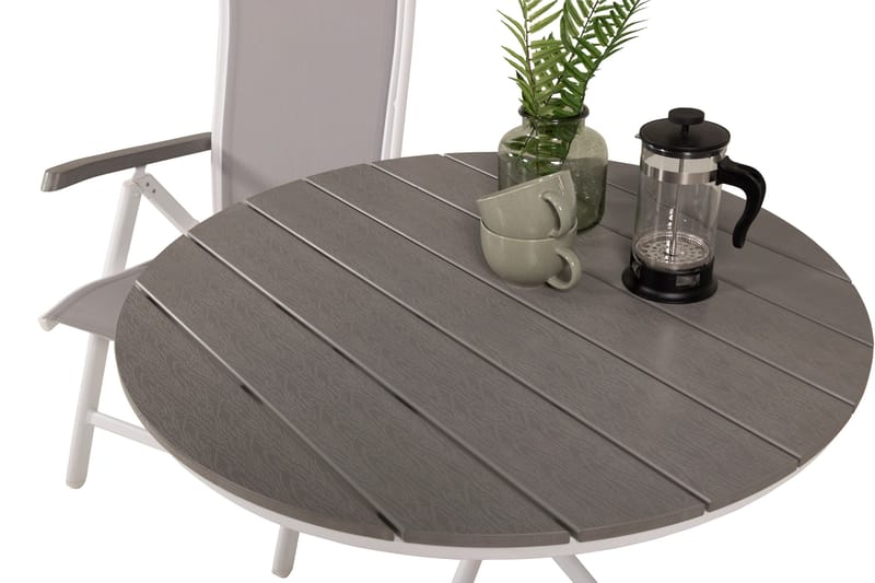 Ruokailuryhmä Parma Pyöreä 90 cm 2 Albany tuolia - Valkoinen/Harmaa - Puutarhakalusteet - Parveke - Parvekekalusteet - Parvekesetti