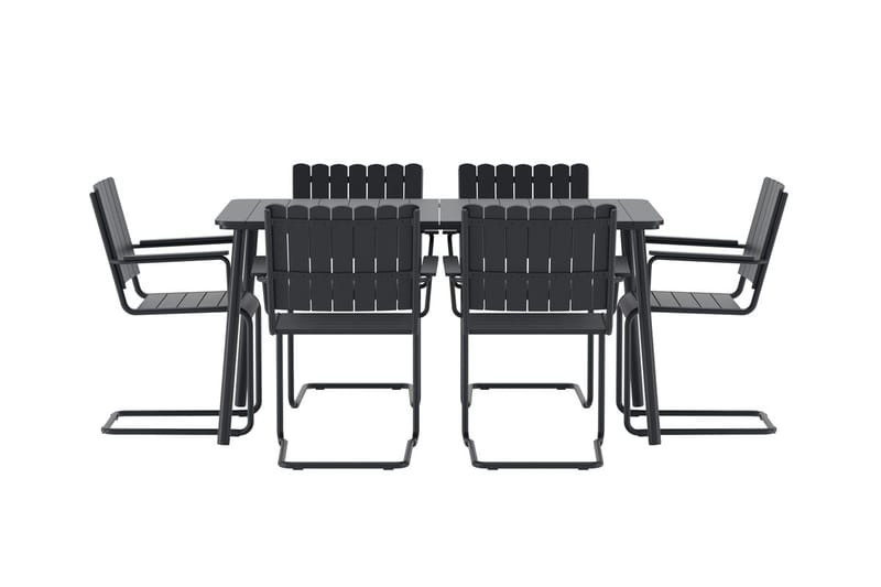 Holmsund ruokailuryhmä 6 tuolilla ulkokäyttöön - Musta - Puutarhakalusteet - Ulkoryhmä - Ruokailuryhmät ulos