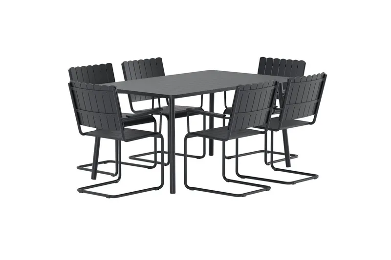Holmsund ruokailuryhmä 6 tuolilla ulkokäyttöön - Musta - Puutarhakalusteet - Ulkoryhmä - Ruokailuryhmät ulos