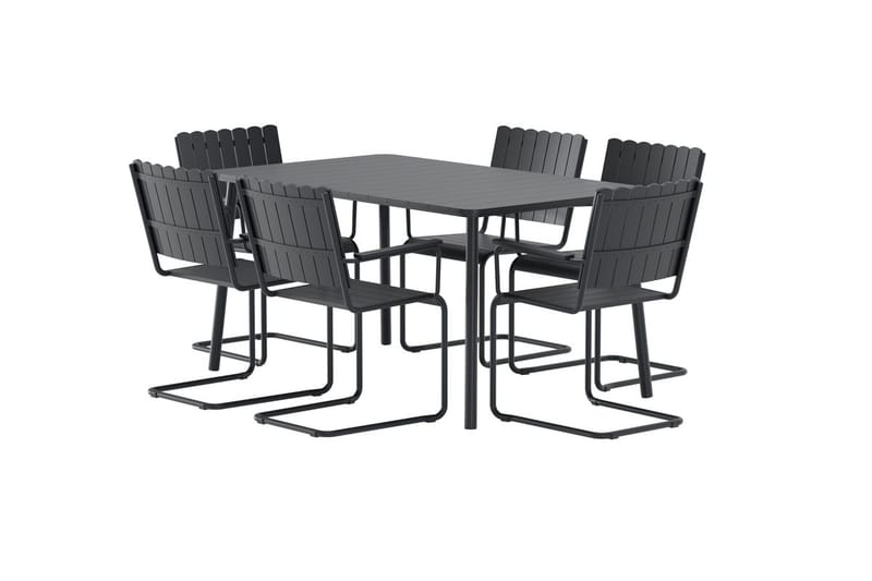 Holmsund ruokailuryhmä 6 tuolilla ulkokäyttöön - Musta - Puutarhakalusteet - Ulkoryhmä - Ruokailuryhmät ulos