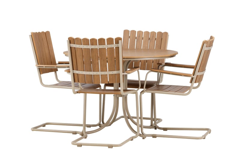 Holmsund Ruokailuryhmä Ulkokäyttöön 4-istuttava - Beige - Puutarhakalusteet - Ulkoryhmä - Ruokailuryhmät ulos