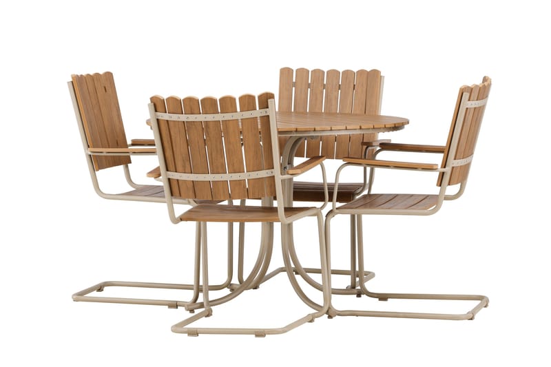 Holmsund Ruokailuryhmä Ulkokäyttöön 4-istuttava - Beige - Puutarhakalusteet - Ulkoryhmä - Ruokailuryhmät ulos