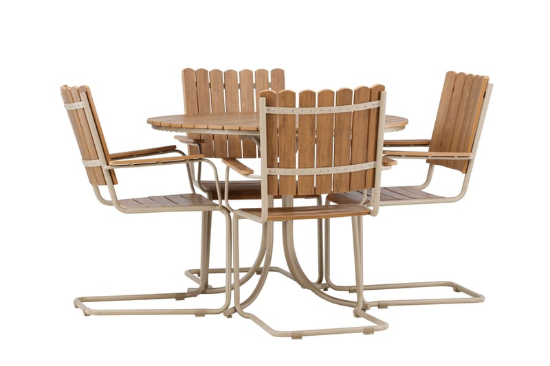 Holmsund Ruokailuryhmä Ulkokäyttöön 4-istuttava - Beige - Puutarhakalusteet - Ulkoryhmä - Ruokailuryhmät ulos