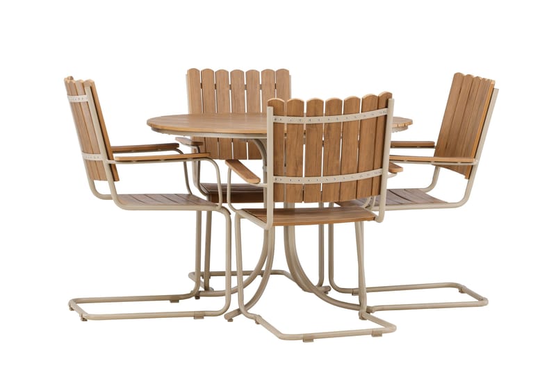 Holmsund Ruokailuryhmä Ulkokäyttöön 4-istuttava - Beige - Puutarhakalusteet - Ulkoryhmä - Ruokailuryhmät ulos