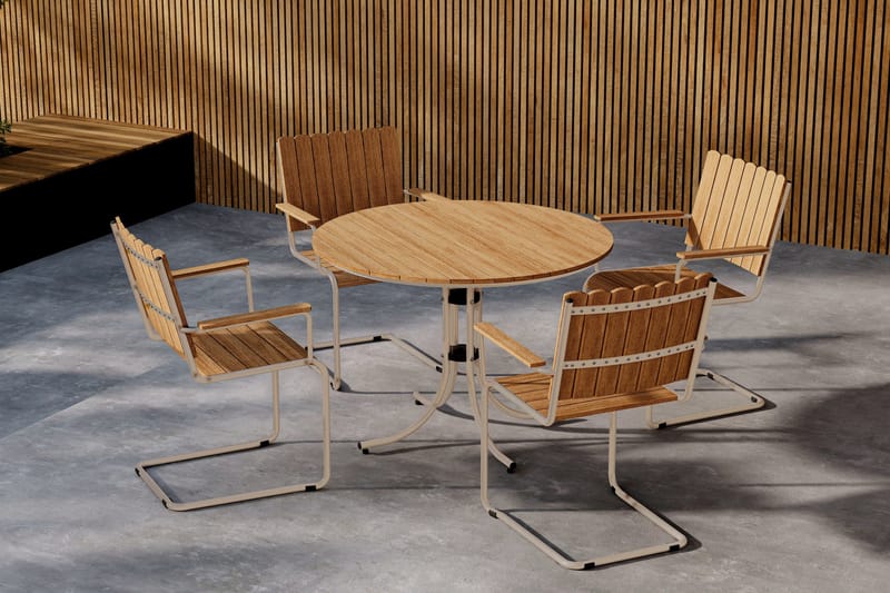 Holmsund Ruokailuryhmä Ulkokäyttöön 4-istuttava - Beige - Puutarhakalusteet - Ulkoryhmä - Ruokailuryhmät ulos