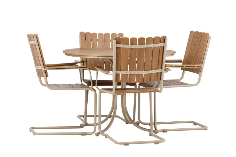 Holmsund Ruokailuryhmä Ulkokäyttöön 4-istuttava - Beige - Puutarhakalusteet - Ulkoryhmä - Ruokailuryhmät ulos