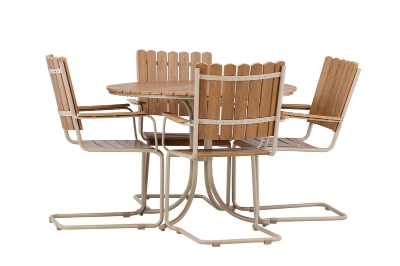 Holmsund Ruokailuryhmä Ulkokäyttöön 4-istuttava - Beige - Puutarhakalusteet - Ulkoryhmä - Ruokailuryhmät ulos