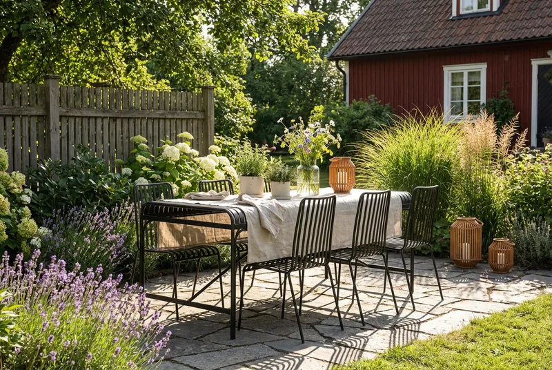 Jarva ulkoruokailuryhmä 200 cm, mukana 6 Jarva ruokatuolia - Musta - Puutarhakalusteet - Ulkoryhmä - Ruokailuryhmät ulos