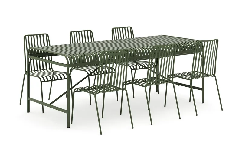 Jarva ulkoruokailuryhmä 200 cm, mukana 6 Jarva ruokatuolia - Vihreä - Puutarhakalusteet - Ulkoryhmä - Ruokailuryhmät ulos