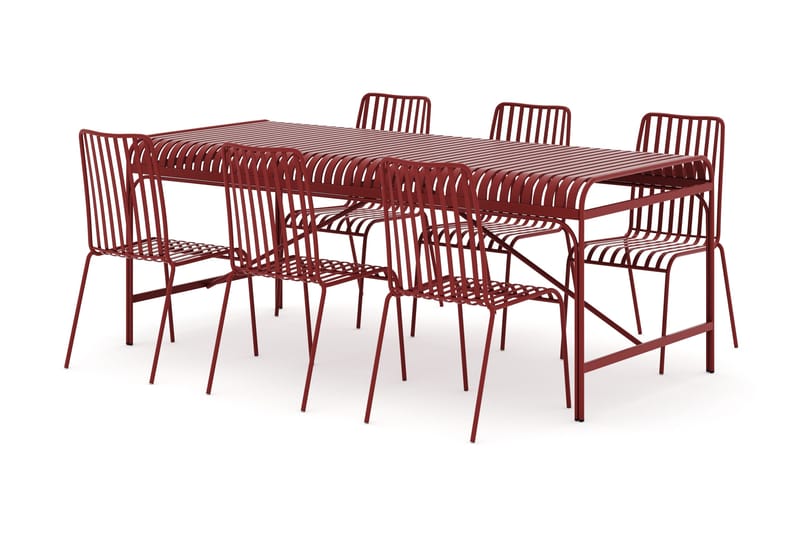 Jarva ulkoruokailuryhmä 200 cm, mukana 6 Jarva ruokatuolia - Punainen - Puutarhakalusteet - Ulkoryhmä - Ruokailuryhmät ulos