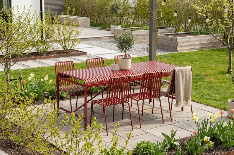 Jarva ulkoruokailuryhmä 200 cm, mukana 6 Jarva ruokatuolia - Punainen - Puutarhakalusteet - Ulkoryhmä - Ruokailuryhmät ulos