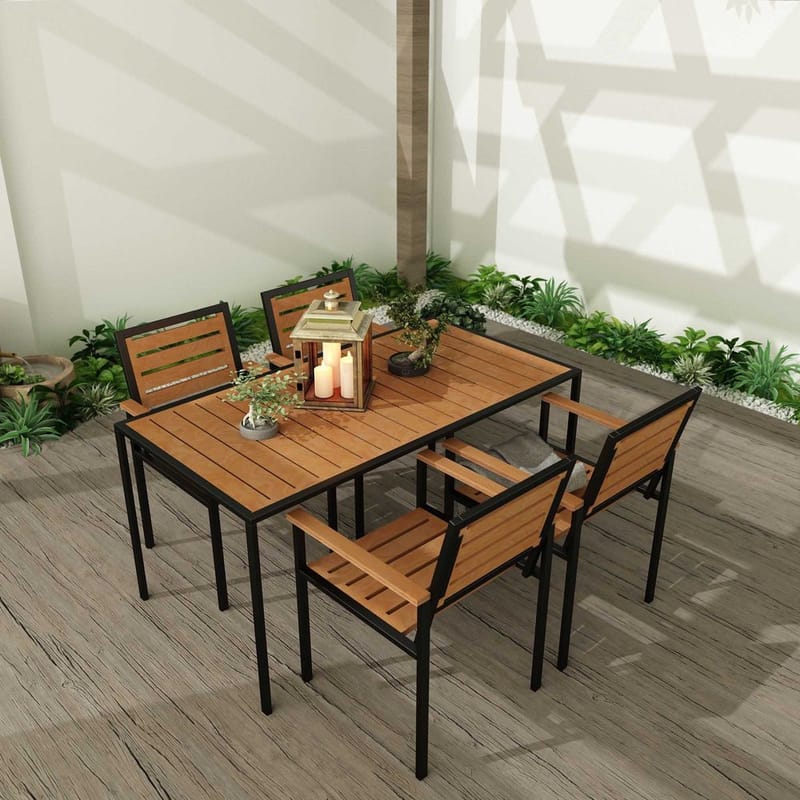 Klyren Ruokailuryhmä sisältää 4 Stolar Ulkokäyttöön - Ruskea - Puutarhakalusteet - Ulkoryhmä - Ruokailuryhmät ulos