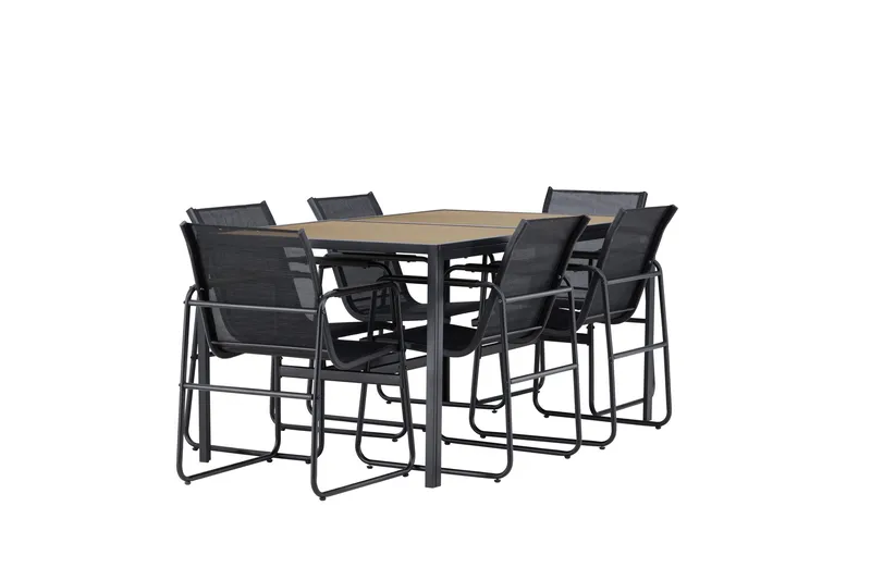 Lampedusa Ruokailuryhmä Ulkokäyttöön 6-istuttava - Musta - Puutarhakalusteet - Ulkoryhmä - Ruokailuryhmät ulos