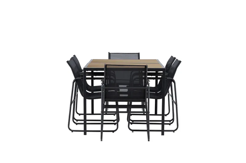 Lampedusa Ruokailuryhmä Ulkokäyttöön 6-istuttava - Musta - Puutarhakalusteet - Ulkoryhmä - Ruokailuryhmät ulos