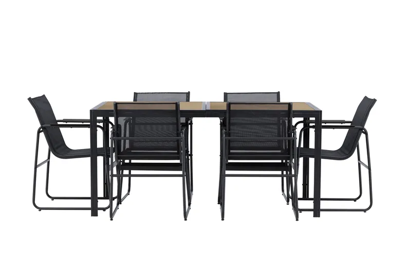 Lampedusa Ruokailuryhmä Ulkokäyttöön 6-istuttava - Musta - Puutarhakalusteet - Ulkoryhmä - Ruokailuryhmät ulos