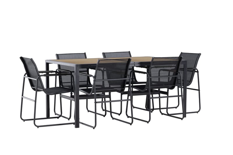 Lampedusa Ruokailuryhmä Ulkokäyttöön 6-istuttava - Musta - Puutarhakalusteet - Ulkoryhmä - Ruokailuryhmät ulos