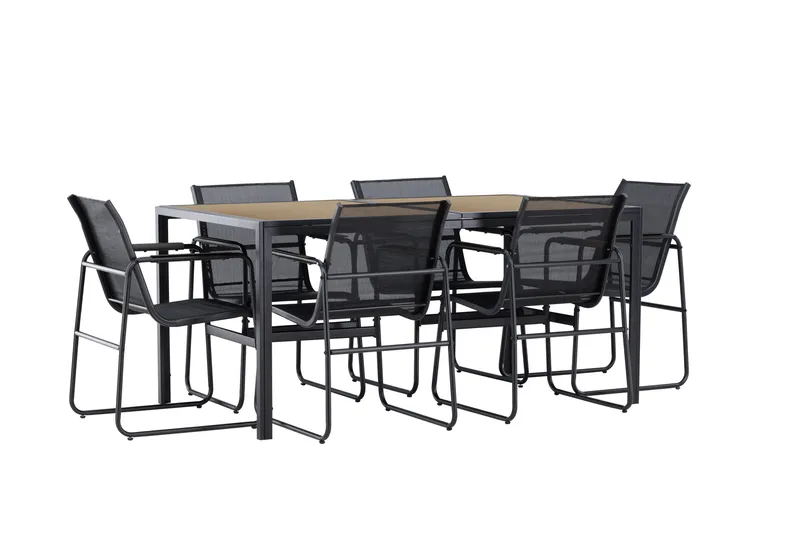 Lampedusa Ruokailuryhmä Ulkokäyttöön 6-istuttava - Musta - Puutarhakalusteet - Ulkoryhmä - Ruokailuryhmät ulos